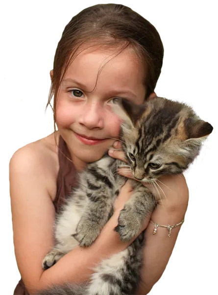 Little Girl with Kitten